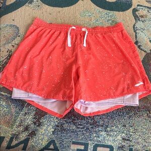 Brooks Women's Empower Her Moment 5" 2 in 1 Orange Shorts Size medium